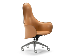 HIPOD - Swivel tanned leather armchair with armrests _ ENRICO PELLIZZONI